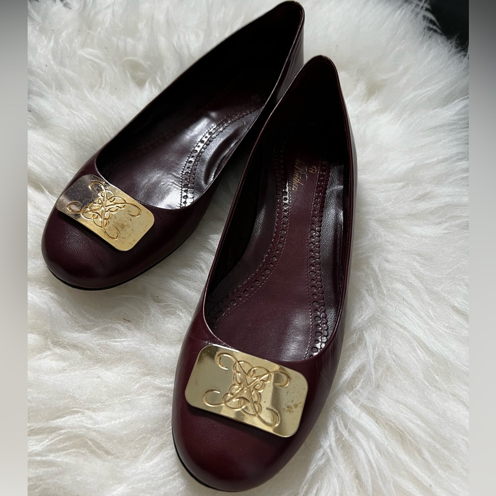 Brooks Brothers leather ballet flats sz 8.5 maroon 8 1/2